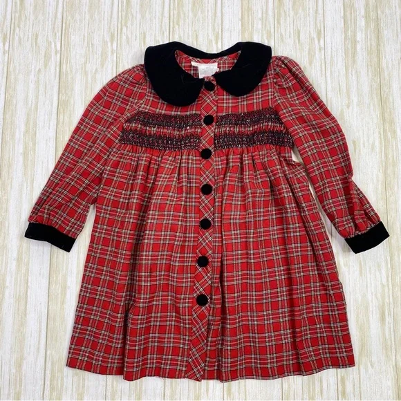 Bonnie Jean | Dresses | Vintage Bonnie Jean Red And Black Plaid Long Sleeve  Dress | Poshmark